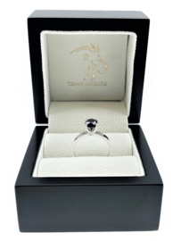 14 Karaat Witgouden Solitair Ring 1.21 ct Briljant Geslepen Zwarte Diamant