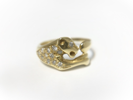 18 K Gouden Panter Ring 0.25 crt Briljantgeslepen Diamant