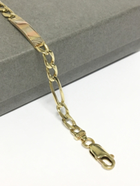 14 K Gouden Figaro Plaat Armband - 22,5 cm / 10,35 g