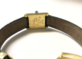 Must de Cartier Tank Quartz Roman Dial Dames Polshorloge Goud / Croco Groen