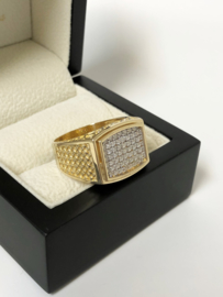 14 K Gouden Heren Ring Heldere Briljantgeslepen Zirkonia - 9,6 g