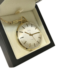 INDUS Antiek Gouden Zakhorloge Gouden Horloge Ketting Guilloche Button Datering Jaren '70