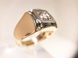 18 K Antiek Gouden Heren Ring 0.50 crt Briljantgeslepen Diamant K/IF