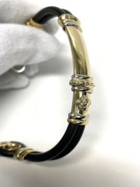 Rubber Armband Met 18 Karaat Gouden Elementen - ca 18 cm / Medusa Versace Motief