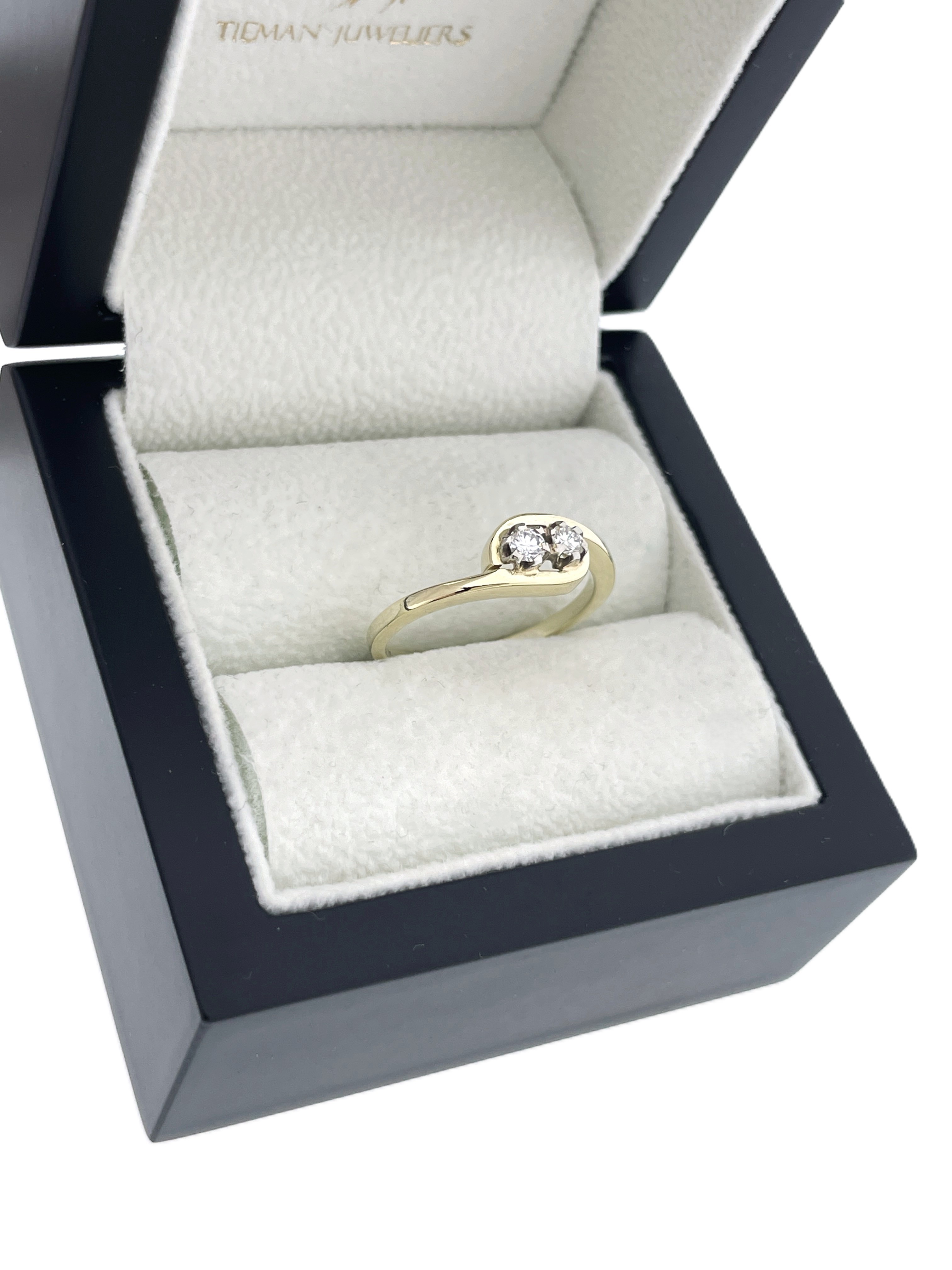 14 Karaat Gouden Toi-et-Moi Ring 0.10 ct Briljant Geslepen Diamant