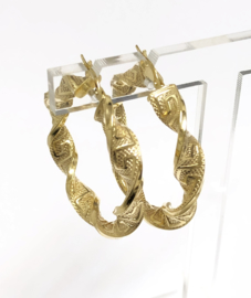 14 K Gouden Wokkel Creolen Meander Versace - 3,3 cm / 5,4 g