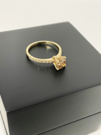 14 K Gouden Ring 1.27 crt Briljant Geslepen Diamant Incl AIG Diamant Certificaat