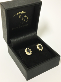 14 K Gouden Entourage Oorstekers Saffier / Helder Zirkonia