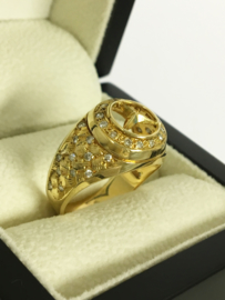 18 K Gouden Heren Mercedes Ring 0.38 crt Briljantgeslepen Diamant - 7,1 g