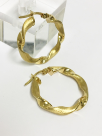 14 K Gouden Wokkel Creolen (mat / glans) - 2,5 cm