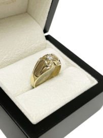 Massief Gouden Heren Pink Ring 0.20 ct Briljant Geslepen Diamant F / VS2