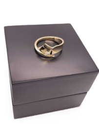 14 Karaat Gouden Fantasie Design Ring 0.02 ct Briljant Geslepen Diamant