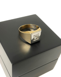 Bicolor Gouden Heren Ring 0.50 ct Amsterdamse Roos Geslepen Diamant
