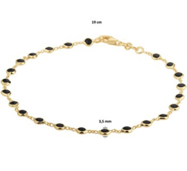 14 K Gouden Fantasie Armband Onyx - 19 cm