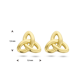 14 K Gouden Drie-Eenheid Symbool Oorstekers - 7.5 x 7.5 mm