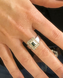 Art Deco 18 K Massief Gouden Ring Smaragd / 0.70 ct Diamant - H/VS2