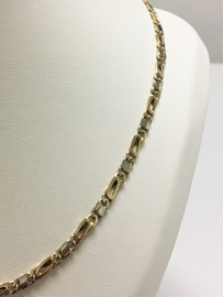 14 K Bicolor Gouden Valkoog Schakel Ketting - 51 cm / 23,25 g
