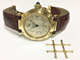 Pasha de Cartier Grill 38 mm- 18 K Gouden Heren Polshorloge Incl Doos / Papieren