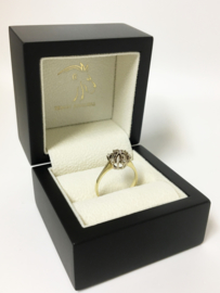 14 K Bicolor Gouden Rozet Ring 0.10 crt Briljantgeslepen Diamant