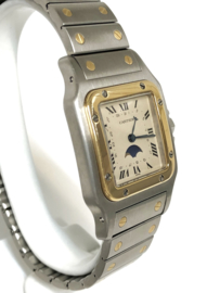 Cartier Santos Galbée Moonphase Date Quartz - Staal / Goud (29 mm)