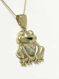 14 K Gouden Hanger Briljantgeslepen Zirkonia - Kikker