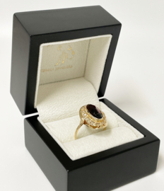 14 Karaat Antiek Gouden Granaat Ring Zeeuwse Knoopjes