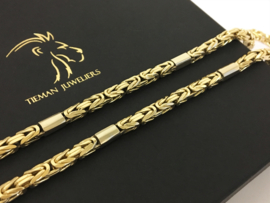 14 K Bicolor Gouden Koningsketting Byzantijns - 64cm / 104,18 g
