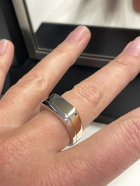 14 Karaat Bicolor Massief Gouden Heren Ring A-Symmetrisch - 16.1 g / Mt 20