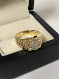 18 K Gouden Heren Rolex Ring 0.38 crt Briljantgeslepen Diamant