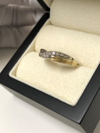 14 Karaat Bicolor Gouden Ring 0.10 ct Briljant Geslepen Diamant