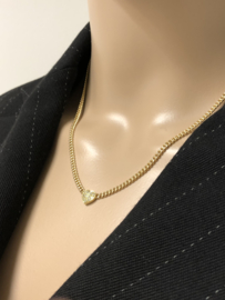 14 K Gouden Gourmet Ketting Diamanten Hartje - 44 cm / 11,55 g