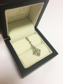 Eind 19e Eeuw - Klassieke Witgouden Hanger 0.35 crt Diamant