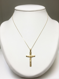14 K Gouden Hanger - Kruis met Jezus Figuur / 4 cm