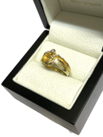 ARS - 14 Karaat Massief Gouden Fantasie Ring 0.06 ct Briljant Geslepen Diamant