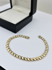 Bicolor Gouden Tennis Armband 0.21 ct Briljant Geslepen Diamant - 18 cm
