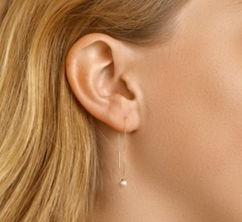 14 K Gouden Doortrek Oorbellen Parel - 6,7 cm