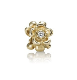 PANDORA 750271D Floral Gold Charm - 0.09 crt Diamant Top Wesselton (Retired)