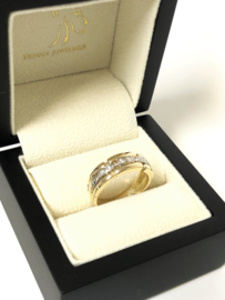 14 K Bicolor Gouden Schakel Band Ring 0.12 crt Diamant - G / VS1