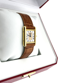 Must de Cartier Tank Quartz Rectangle Trinity Gold Roman Dial 366001 - Midsize
