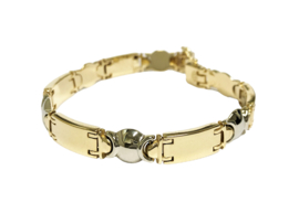14 Karaat Bicolor Gouden Schakel Armband - 18,5 cm / 20,55 g / 7.5 mm