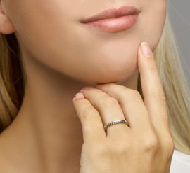 14 K Gouden Dames Ring / Aanschuifring Bolletjes