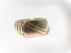 14 K Massief Tricolor Gouden Heren Rolex Ring - 10,55 g