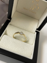 14 K Gouden Solitair Ring 0.25 crt Briljant Geslepen Diamant G / VVS1