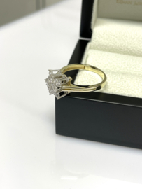 14 Karaat Bicolor Gouden Fantasie Ring Briljant Geslepen Heldere Cubic Zirkonia