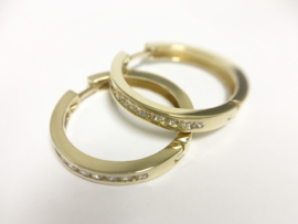 14 K Gouden Creolen Heldere Zirkonia - 2 cm