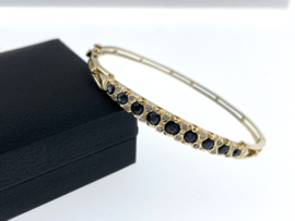 18 Karaat Gouden Scharnier Armband 0.75 ct Saffier / 0.15 ct Diamant