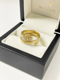 18 K Gouden Slangen Ring ca 0.25 Crt Diamant - Verstelbaar / 8 g