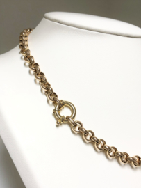 14 K Rosé Gouden Jasseron Slot Collier - 45 cm / 28,7 g / 7,5 mm