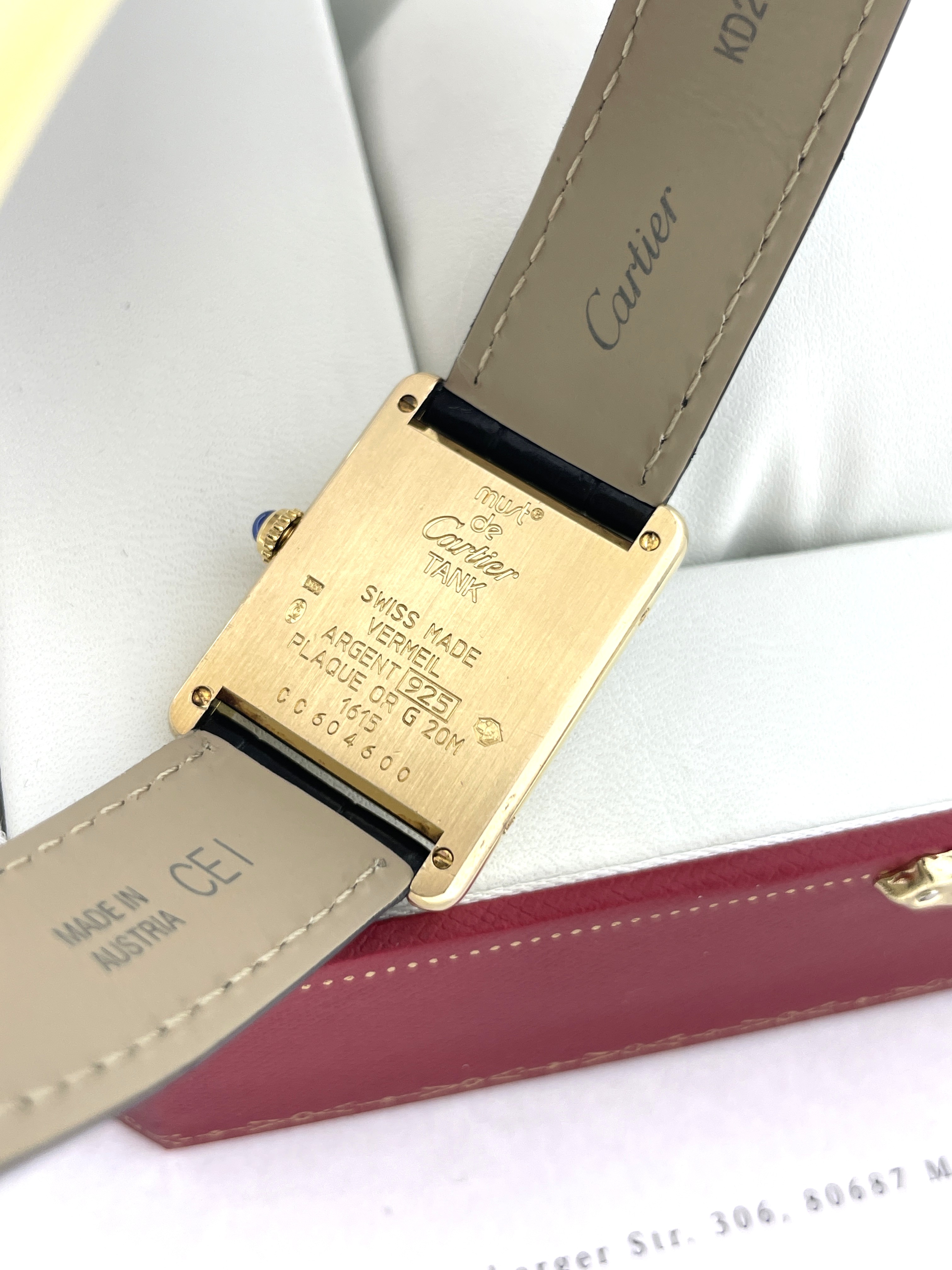 Must de Cartier Tank Large Model Quartz White Roman Dial Deployante Incl Garantie Ref. 1615