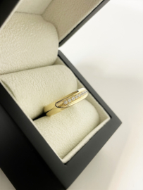 14 K Massief Gouden Bandring ca 0.15 crt Briljant Geslepen Diamant H / VS2